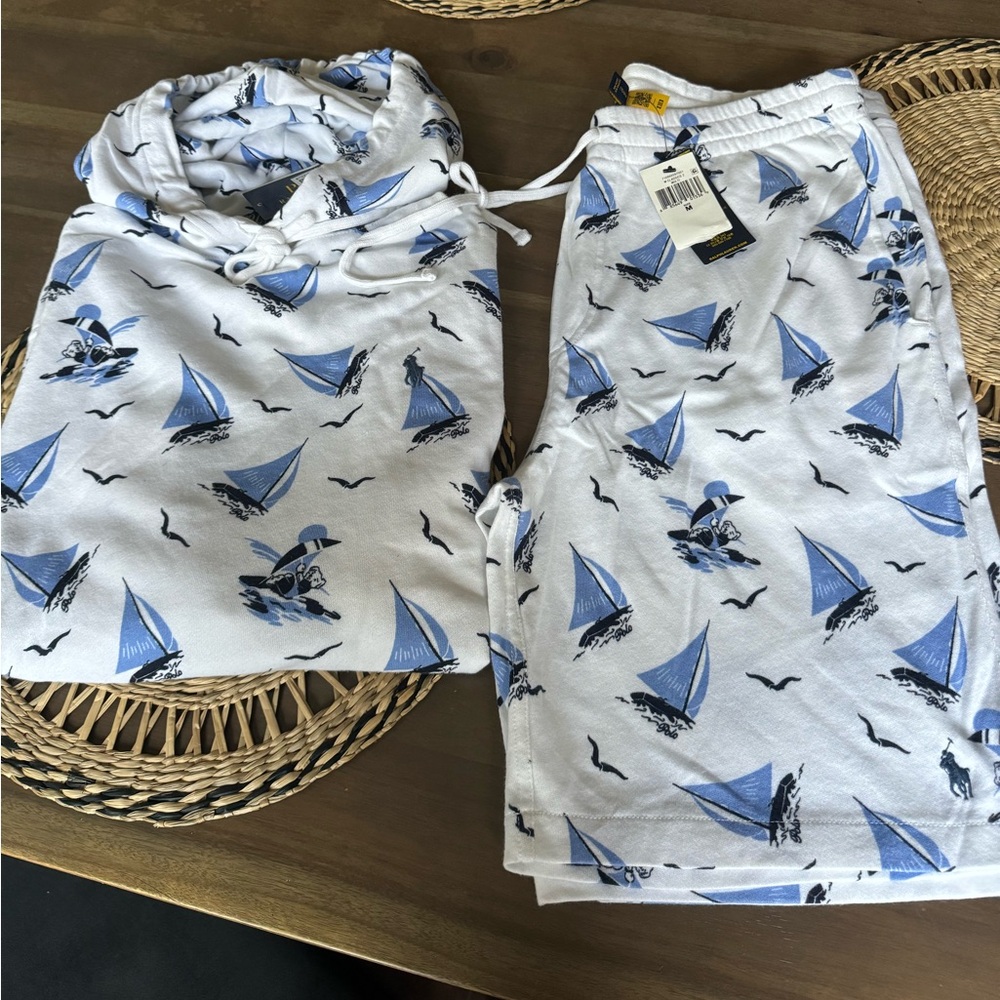 Polo shorts and hoodie set size medium